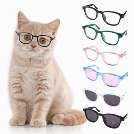 Pink Pet Dog Cute Glasses Clear Lens Retro Glasses Photo Props Transparent Cat Sun Glasses for Small Dogs Cats Cosplay Costume Accessories