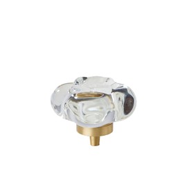 MAXWOLF Elegant Crystal & Brass Flower Cabinet Knobs - Single Hole Hardware for Modern Kitchens, Bathroom Vanities, Bedroom Dressers - Vintage to Luxury Styles,1.5" (6)