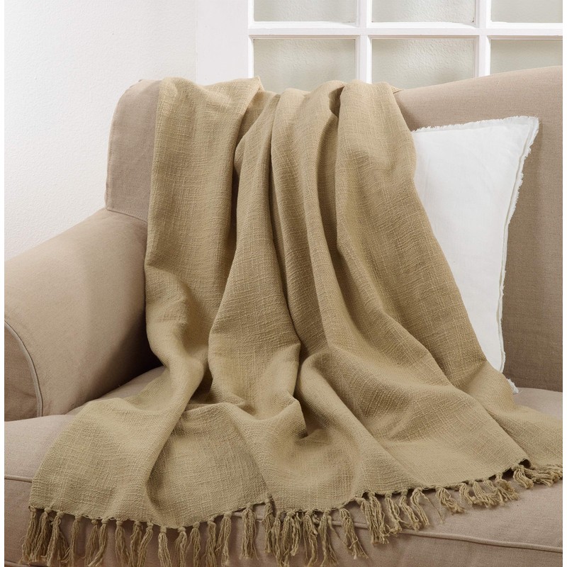 SARO LIFESTYLE Solid Color Throw with Tasseled Trim