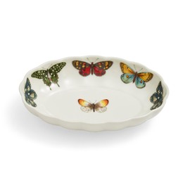 Portmeirion Botanic Garden Harmony 6” Oval Fluted Dish | Butterfly Motifs | Porcelain | Dishwasher, Microwave, Freezer Safe | Perfect Serveware and Kitchenware