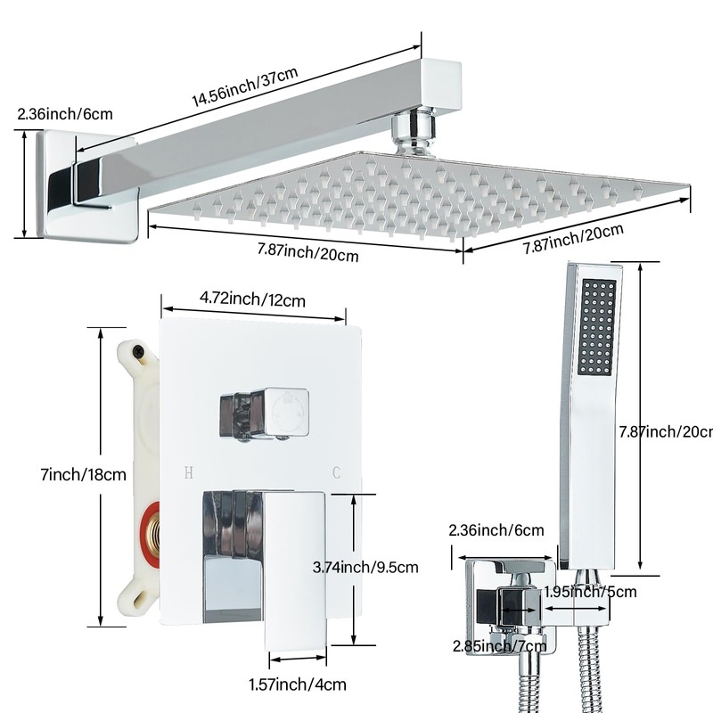 Ackwave Shower Faucet Polished Chrome Shower System with 8 Inches