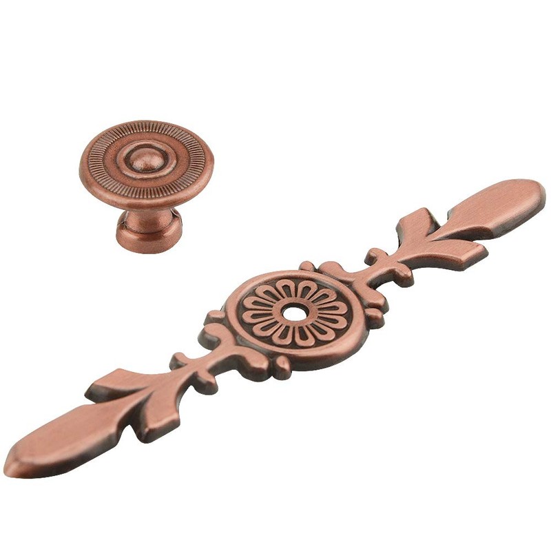 TOVOT 10PCS Copper Drawer Pulls Set 4.7" Vintage Cabinet Drawer