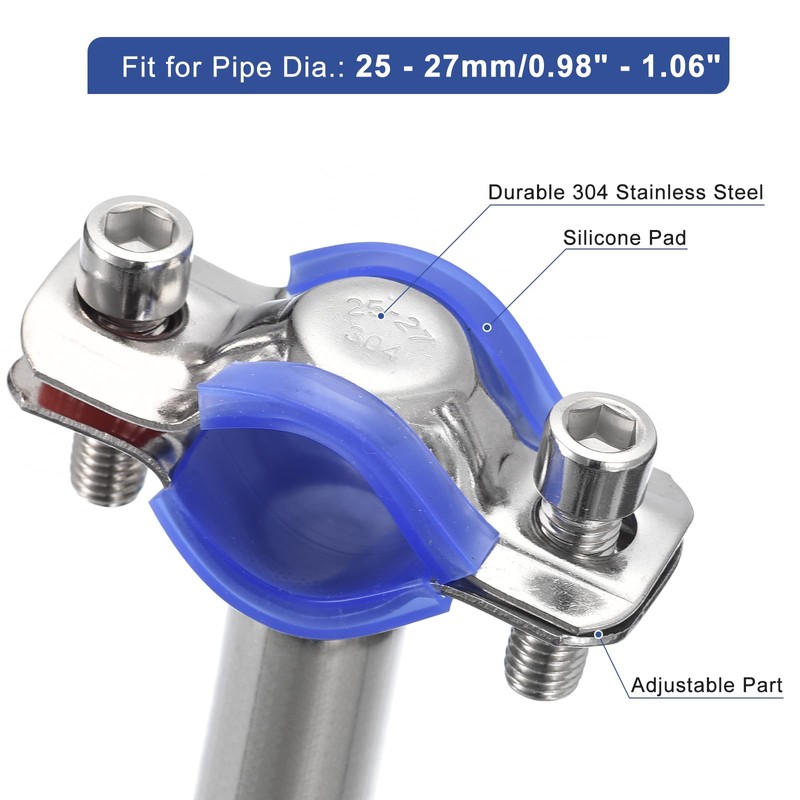 sourcing map Pack of 2 Stainless Steel Pipe Supports Wall