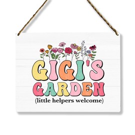 Gigi's Garden Wooden Sign Decor, Indoor Garden Decoration Hanging Signs 8x10 Inches, Outdoor Garden Decor Yard Wall Hanging Decor Sign, Mothers Day Gifts Birthday Gifts for Mom Grandma