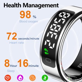 findtime Smart Ring with Display Smart Ring for Men Women IP68 Waterproof Tik Tok Scrolling Ring Fitness Ring Tracker Android iOS Fitness Ring Smart Ring SpO2 Sleep Heart Rate Monitor Pedometer Sport