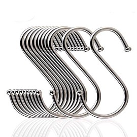 HAND ® S Hook 10-Pack Stainless 3 inch, 7.5cm, for Hanging Clothes, Ties, Scarfs, Use in Kitchens or for Hanging Baskets, 4cm/2.2cm Each Side Hook Openings