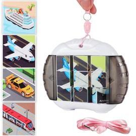 Sanfant 3D Rotating Puzzles for Toddlers 3 4 5 6 with Lanyard Travel Toys for Toddler on Airplane Activity Toy for Kids, Fine Motor Skill Toy, Birthday for Boys & Girls(Transportation)
