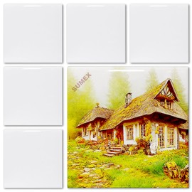 Sumex Sublimation Blanks Ceramic Tiles for Crafts, 6 Pieces Glossy White Ceramic Tile for Heat Press (10×10cm)
