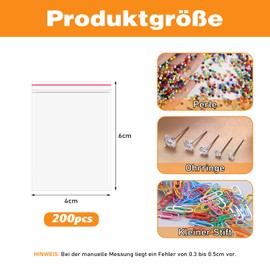 Pack of 200 Zip Bags, Zip Closure Set, Transparent Zip Bags with Labelling Stickers, Reusable, Versatile for Home, Office and Travel (200.4 x 6 cm)