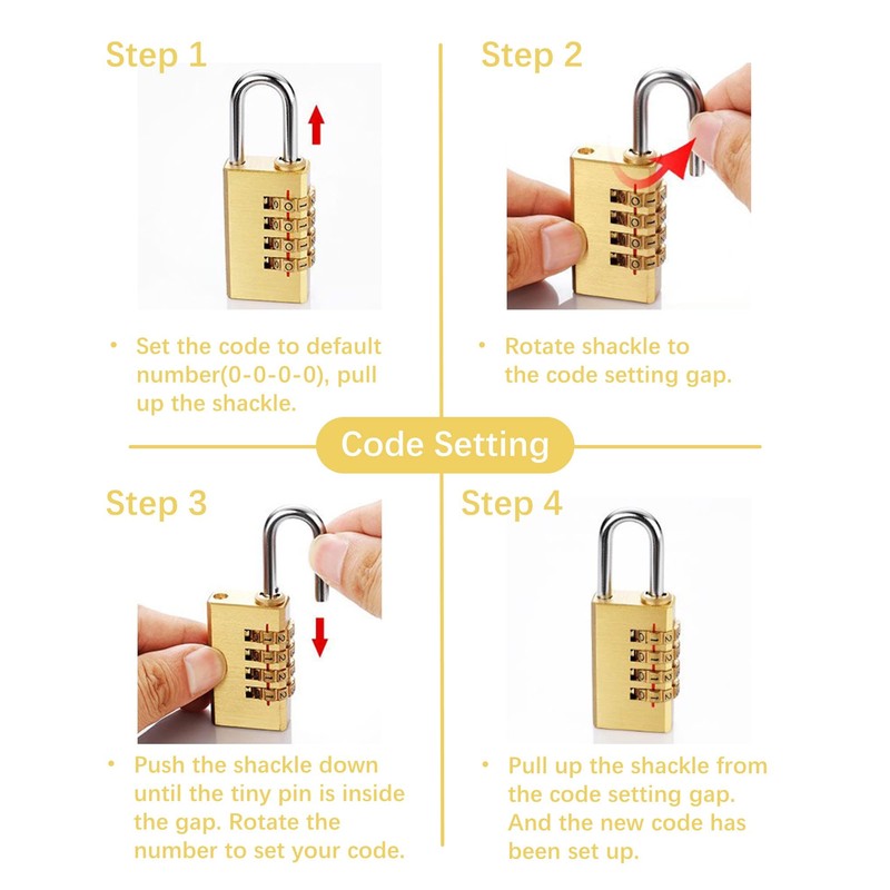 Combination padlock, suitcase lock, 4 digits, weatherproof, time lock, locker
