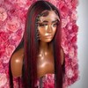 QMSSR Red Highlight 13X4 Lace Front Wig Synthetic Hair Pre