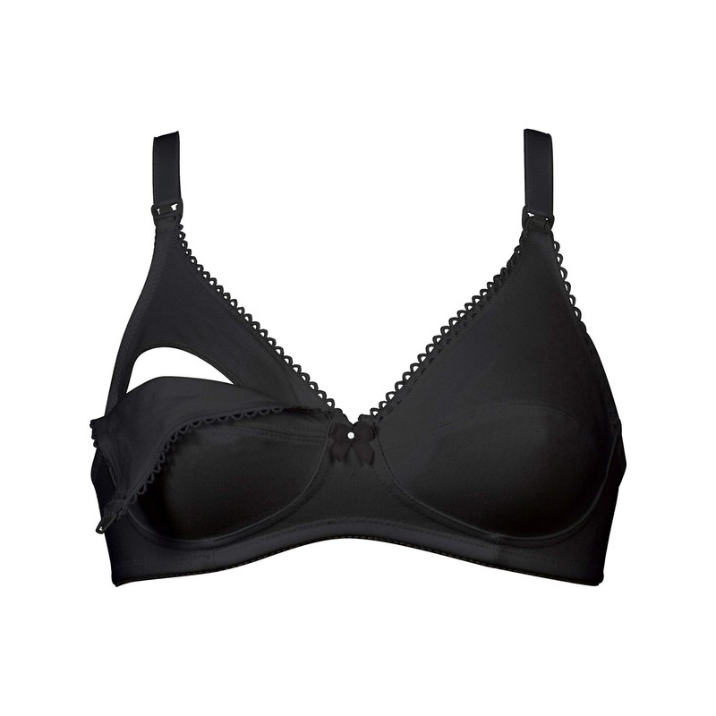 Naturana Women's Cotton Nursing Full Cup Everyday Bra, Black, 42C