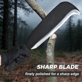 16 Inch Heavy Duty Machete for Cutting Trees，Forged Carbon Steel Double Edge Machete Knife, 1.5lb Brush Axe & Hand Axe Alternative with Non-Slip Grip, Full-Tang Survival Knife for Yard Work