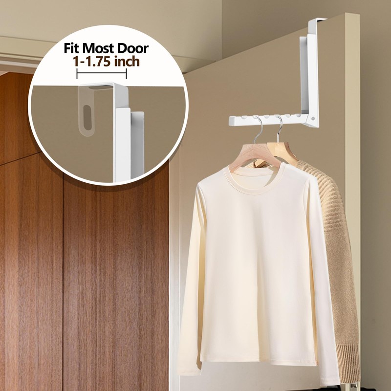 Uenhoy Foldable Over The Door Hanger Hooks for Clothes, Collapsible