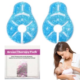 Breast Therapy Ice Packs, Hot and Cold Breast Pads, Breastfeeding Essentials Large Gel Bead Packs for Moms, 2 Pack (Teal, L)