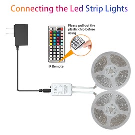 dalattin Led Lights for Bedroom 130ft RGB Led Strip Lights, Color Changing Remote Controller 24V Power Supply Led Light Strips Indoor Decoration,2 Rolls of 65ft