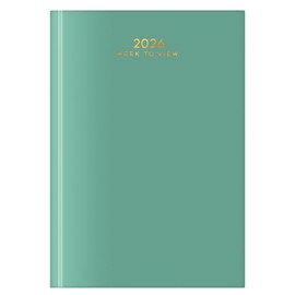 2026 A5 Week to View Diary - Appointment Times Full Year Hardback UK Planner - for Home Office School & Work (Pastel Green)