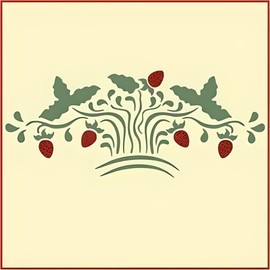 Strawberry Stencil - 10.75" x 4.5" Fruit Pattern Stencil DIY for Painting Kitchen Cabinets Furniture Crafts Laser Cut Reusable Mylar Template Home Decor - The Artful Stencil