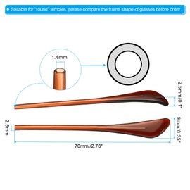 PATIKIL Glasses End Tips, 1 Pairs Eyeglass Anti Slip Ear Sock Hard Plastic Tube Sleeve Replacement Temple for Round Thin Metal Eyeglass Temple, Brown-4