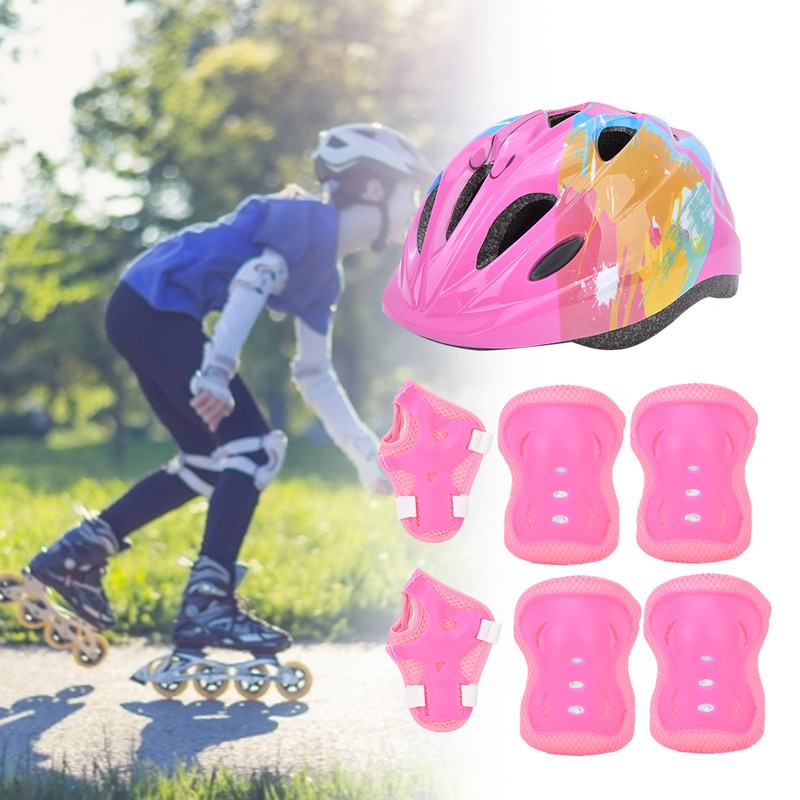 7pcs Kids Skating Bike Protective Gear Set Safety Helmet Knee