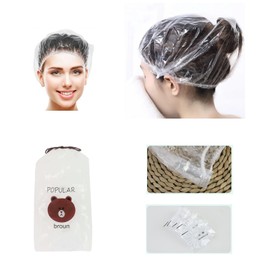 Haimeirui 100pcs Thick Disposable Shower Caps Individually Wrapped for Women Larger Waterproof Long Hair Caps for Hotel Plastic Cap for Hair Mask Oil Treatments Sourdough Bread Food Cover