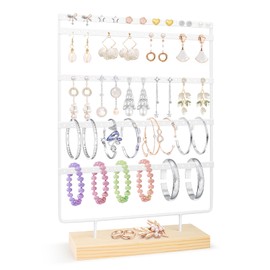 TOSAVGA Jewellery Stand, 5 Animal Earring Stands, Earrings Storage with Wooden Base, Jewellery Stand, Earring Stand, Earring Holder for Storing Earrings, Stud Earrings