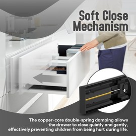 BAIDICE 5 Pair Soft Close Drawer Slides Rails 12 14 16 18 20 22 24 Inch 100 lb Load Capacity Side Mount Full Extension Cabinet Runner Self Slow Closing Ball Bearing Metal Dresser Glide Track Black