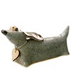 Enigma Supplies Grey Graphite Ceramic Dachshund with Wooden Messaging Heart