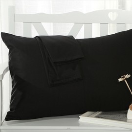 Pillowcase 75x50cm (70x50cm available) 100% Cotton Pillowcase Solid Envelope 12 Colors (Black, 75x50cm)