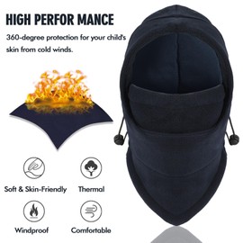 TAGVO Thermal Balaclava Hat for kids, Multifunction Balaclava Windproof ski Mask Full Face Cover Hat Breathable Snood Hood Hat Neck Warmer for Helmet Winter Outdoor Sports suitable for 4-10 years
