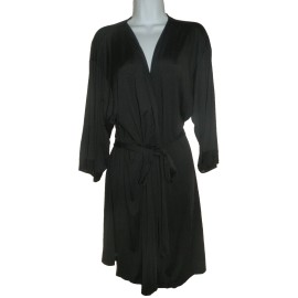 Secret Treasures New Womens Large/XL  Black Short Robe Joyspun Polyester/Span