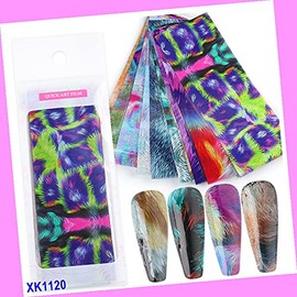 10pcs 20x4cm Leopard Print Animal Rose Flowers Nail Foil Transfer Sticker Xk1120 for Nails Design Nail Art Stickers Decals Supplies Manicure Tips Sticker Colorful for Nail Decorations