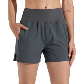 Libin Women's 4" High Waist Athletic Golf Shorts Quick Dry Hiking Shorts Lightweight Summer Active Outdoor Travel Shorts, Gray XS