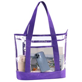 BORMELUN Clear Tote Bag for Women Stadium approved Handbag Transparent Heavy Duty 16-Inch Purse for Work, Travel,Laptop