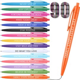 Sayglossy 90 Pcs Ballpoint Motivational Pen Inspirational Quotes Black Ballpoint Gel Ink Pens Bulk for Coworkers Retractable Rolling Ball Ballpoint Pens for Party Favors Back to School Gifts Supplie
