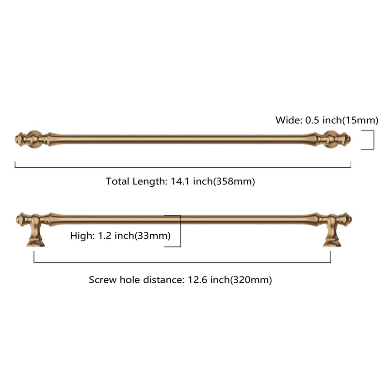 Asidrama 6 Pack 12.6 Inch(320mm) Champagne Bronze Kitchen Cabinet Handles,