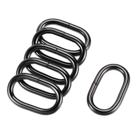 sourcing map Metal Oval Ring Buckles 32x15mm for Bags Belts DIY Black 6pcs