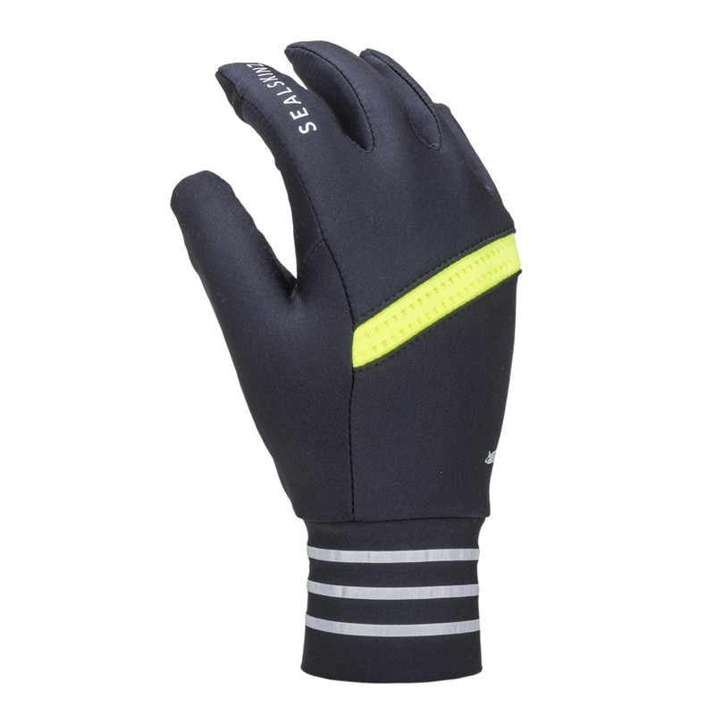 SEALSKINZ Solo Unisex Reflective Glove - Black/Neon Yellow, Medium