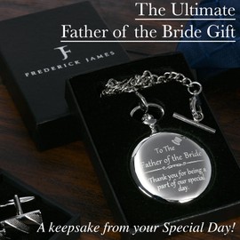 FJ FREDERICK JAMES Father of The Bride Gifts - Engraved 'Father of The Bride' Pocket Watch - Dad of The Bride Gifts for Wedding