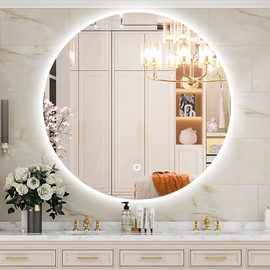 Speculux Led Mirror for Bathroom 24 Inch, Backlit Vanity Bathroom Mirror with Lights, Smart Dimmable Touch, 3 Color Modes, Shatter-Proof Round Mirror