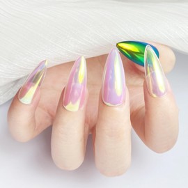 FNNZ Unicorn Chrome Nail Powder, Aurora Unichrome Mermaid Aurora Nail Powder Pigment Pearlescent Nail Art Glitter Decoration for Home DIY Nail Salon Manicure - Summer Firefly