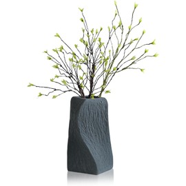 Jarron De Ceramica Moderno Florero Minimalista,Jarrones Decorativos Modernos,Jarrones Geométrico Utilizados en la Mesa de la Boda, Fiesta, Escritorio,Sala de Estar, Dormitorio de Oficina (Gris-S)