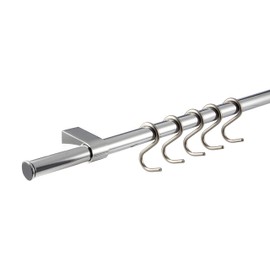 Gedotec Kitchen Rail Set, Hook Rail, Tidy Hanging Rail, Kitchen & Bathroom, Railing Rail with S-Hooks, Stainless Steel Look, System Organiser, Length 900 mm, 1 Set - Design Kitchen Rail for Wall