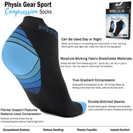 Compression Running Socks Men & Women - Best Low Cut No Show Athletic Socks for Stamina Circulation & Recovery - Durable Ankle Socks for Runners, Plantar Fasciitis & Cycling - 2 PAIRS BLU WHT S/M