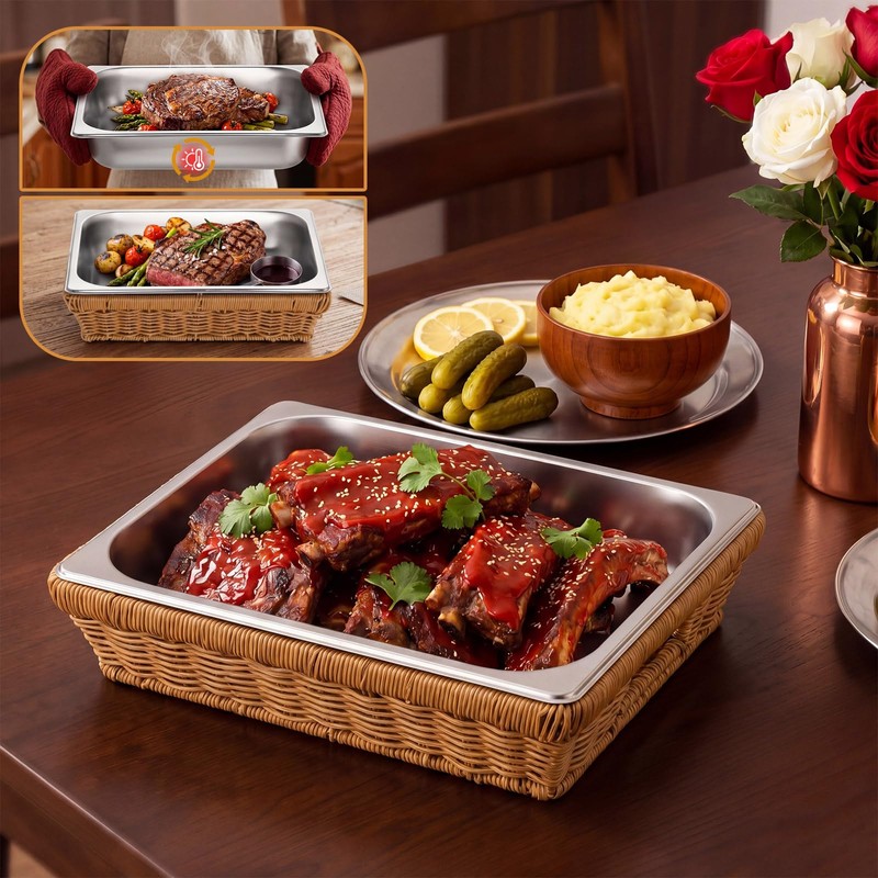 Yiyiring Buffet Catering Party Serving Trays, 2 Sets 12.8x10.4 Inch