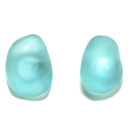 Light Blue Sea Glass Stud Earrings (S117)