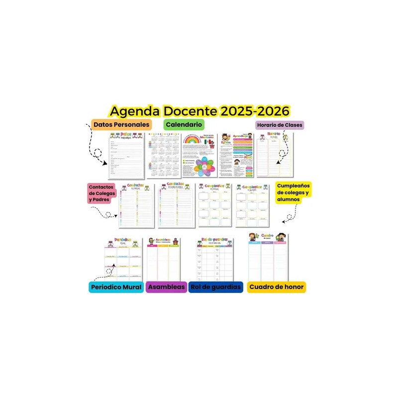 Agenda Escolar 26-27 Personalizada Maestra 2025 2026 17x21