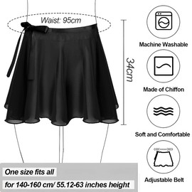 Women's Ballet Wrap Skirt, Girls Chiffon Dance Skirt, Adjustable Wrap Skirts Gymnastics Skate Ballet Training Skirts for Teenagers Adults, Claret