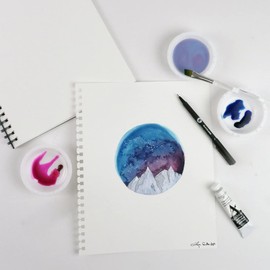 Grumbacher 5.5" x 8.5" Mixed Media Paper Hardcover Sketchbook with in & Out Pages and Hidden Wire, 90 lb./185 GSM, Side Wired, 40 White Sheets, 460700463