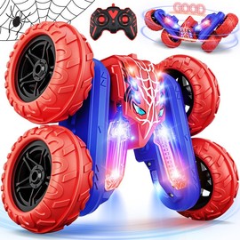 RC Stunt Cars, Remote Control Car 2.4Ghz Stunt Car Double Sided 360°Rotating with LED Letters Headlights, Rechargeable 4WD Off Road RC Car Toys for Kids 3 4 5 6 7 8-12 Year Old Boy Girls Birthday Gift